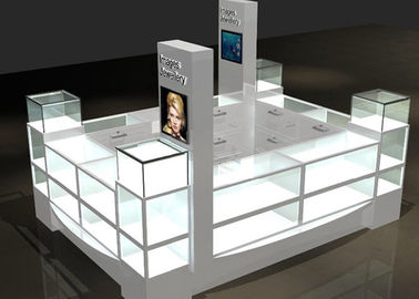 Zobacz Custom Mall Kiosk Kryształowe szkło łączące drewno z światłami LED