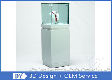 OEM Kwadratowy Biały Szkło Biżuteria Kasy wyświetleniowe / Zamykalny Biżuteria Display Cabinet