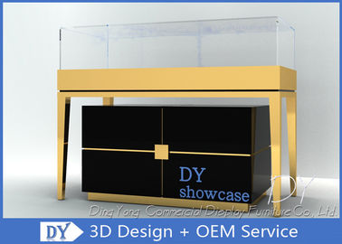 S/S + MDF + Szkło + Światła Złoto biżuteria salony wystawiennicze Wnętrza 3D Design