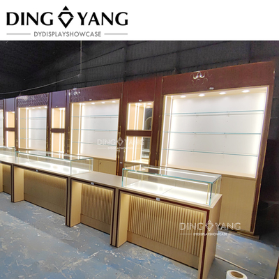 Wysokiej klasy Wooden Glass Jewelry Display Case Wholesale, Provide Whole Store Jewelry Showcases Usługa projektowania 3D