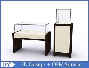 OEM MDF kwadratowy prostokąt stojak wystawienniczy z oświetleniem / szklaną szafką wyświetlającą